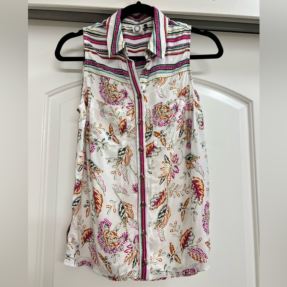 Anthropologie Akemi + Kin Patterned Sleeveless Tunic Top